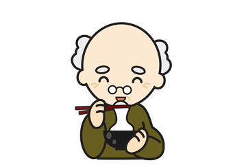 お餅を食べるおじいさん
