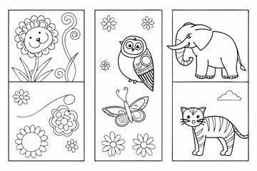 Intricate Animal Line Art Coloring Pages for Kids and Adults