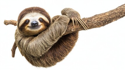 Fototapeta premium Sloth, Animal of Costa Rica on white background, isolated