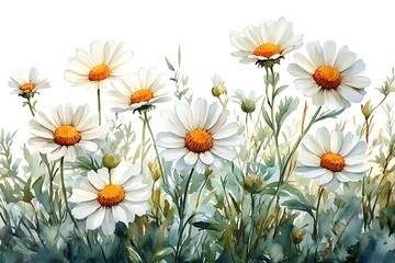 Fototapeta premium Beautiful daisies flowers with white background, yellow between the white flowers