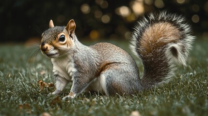 Obraz premium Squirrel on the grass. closeup