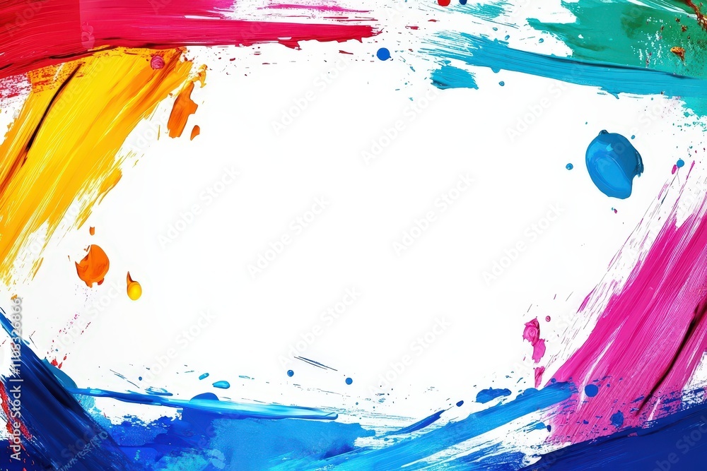 Fototapete a colorful abstract frame created with paint strokes on a transparent background the frame is made o