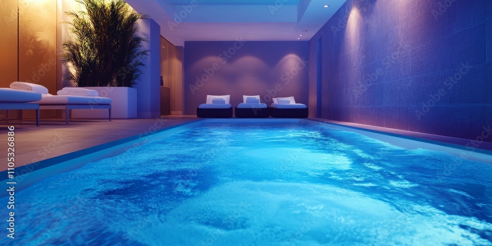 Poster blue spa swimming pool featuring pristine water, perfect for relaxation and enjoyment. this blue spa