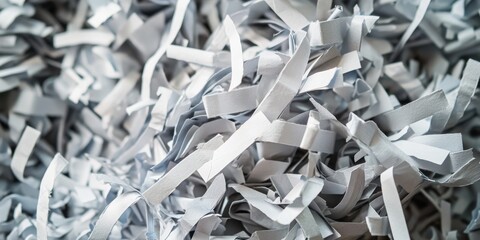 Close up view of shredded paper exhibiting texture and patterns, showcasing the details of shredded paper produced by a paper shredder, emphasizing the uniqueness of shredded paper.