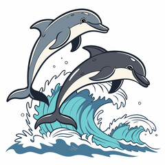 A vibrant vector artwork showcasing the lively and playful nature of dolphins, perfect for nature and marine-themed designs.