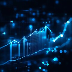 Finance blue chart with stock graph market trends image