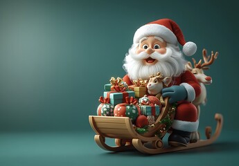 Obraz premium Toy Santa Claus on a Sleigh with Presents