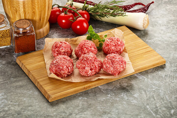 Raw beef meatball minced meat