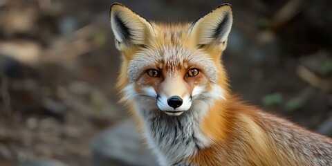 Obraz premium Close up view of a wild red fox Vulpes vulpes , showcasing the distinctive features and vibrant colors of the wild red fox in its natural habitat, emphasizing the beauty of the wild red fox.