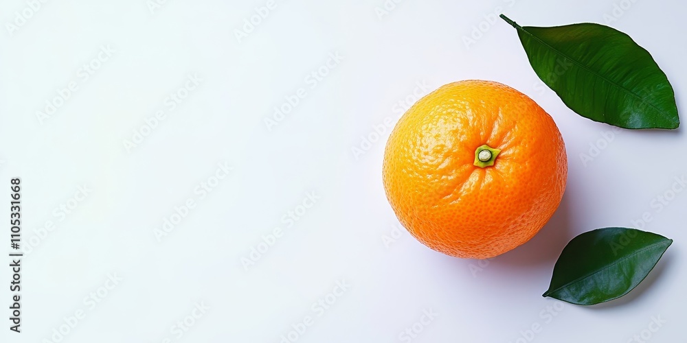 Poster fresh mandarin with leaf isolated on a white background, showcasing the vibrant color and texture of