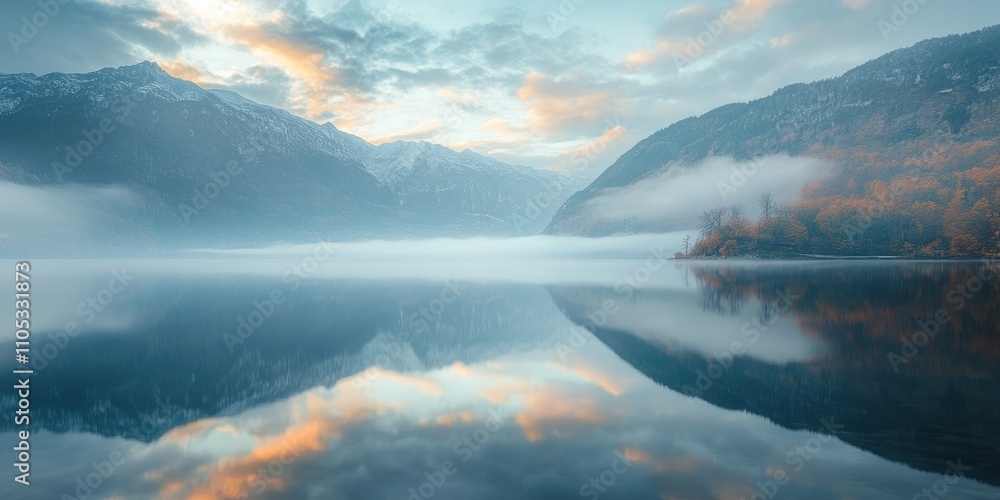 Aufkleber beautiful reflection captured in a serene setting. the beautiful reflection showcases the artistry o