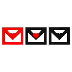 set of love letter line icon vector illustration isolated