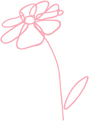 One line daisy doodle hand drawing icon