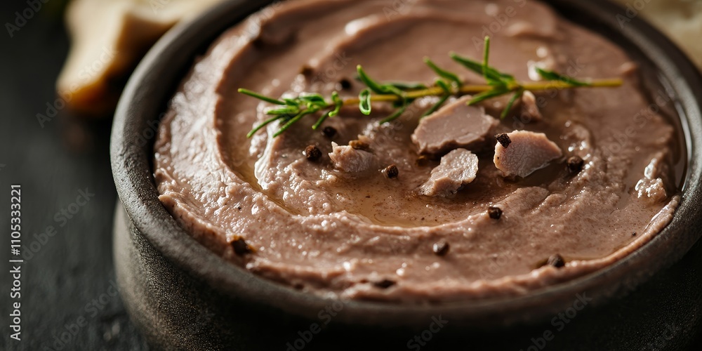 Poster close up of chicken liver pate showcasing its rich texture and color. this macro shot emphasizes the