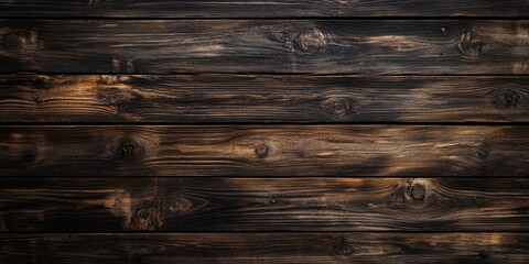 Naklejka premium Textured dark wooden background creates a beautiful aesthetic. This wooden background showcases a rich texture, perfect for highlighting the charm of wooden elements in design.