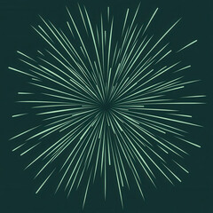 Fototapeta premium vibrant vector illustration of fireworks bursting in star like pattern, showcasing dynamic lines radiating outward in gotham green color. This design evokes excitement and celebration