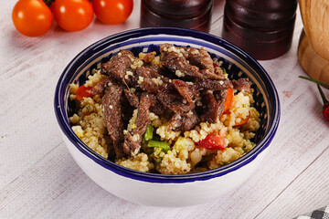 Traditional couscous with beef and vegetables