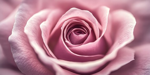Obraz premium Close up of a pink rose flower showcasing the beauty of its center with a shallow depth of field, highlighting the intricate details of the pink rose flower s petals.