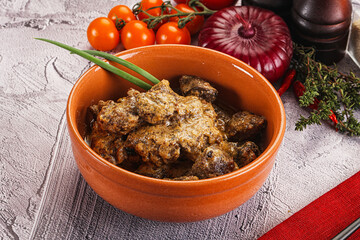 Beef liver with cream sauce
