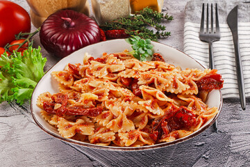 Italian pasta with dry tomato