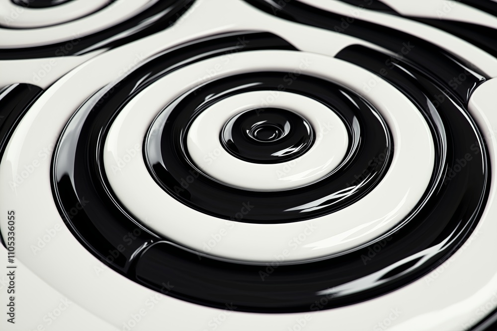 Aufkleber A concentric circular design in monochrome, gradually transitioning from black to white.