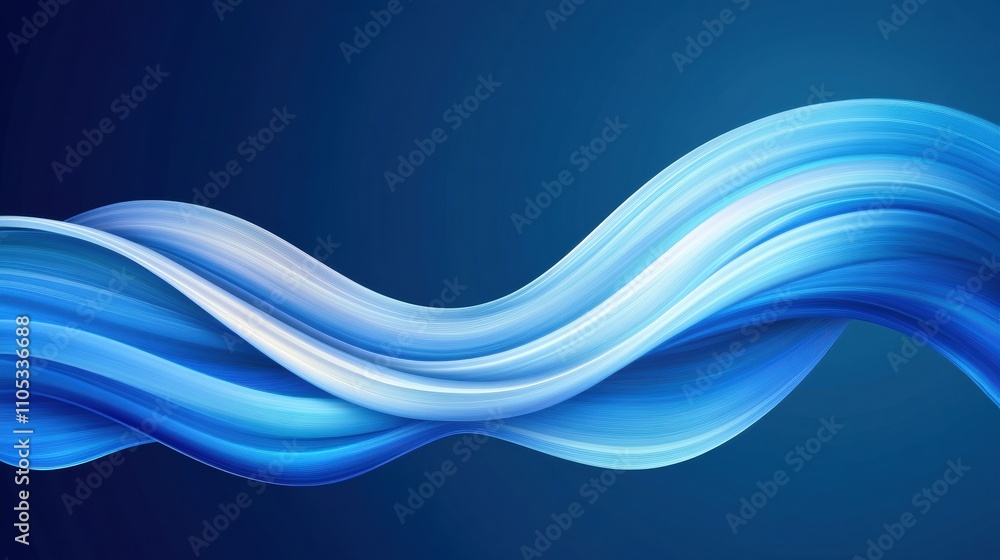 Poster abstract blue waves create a dynamic and fluid visual effect, ai