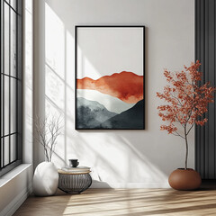 Ai generate modern art display in cozy living room aesthetic design natural light contemporary style