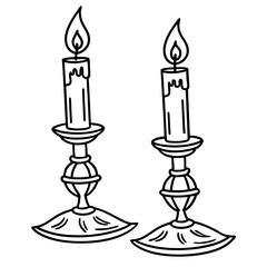 set of candles con linear logo isolated vector illustration 