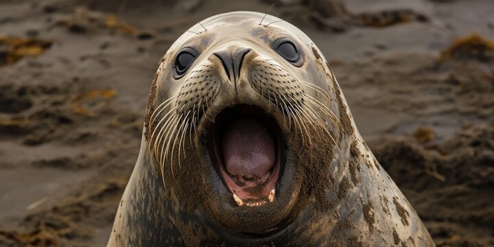 Battle scarred male Southern Elephant Seal Mirounga leonina showcasing its resilience during breeding season, highlighting the unique characteristics of the Southern Elephant Seal in a natural