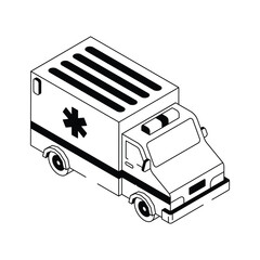 Patient transport, medical emergency vehicle, concept icon of ambulance © CreativeStudio