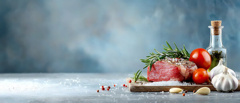 Premium juicy raw steak preparation event culinary setting gourmet cuisine modern kitchen close-up flavorful experience