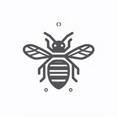 Simple Symmetrical Bee Vector Icon in Monochrome