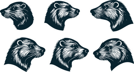 Obraz premium Minimalist Beaver Head Vector Art