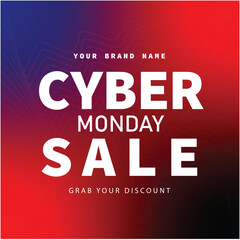 Cyber monday sale gradient background editable template