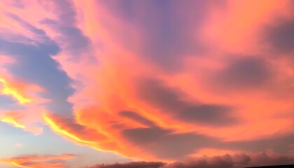 Fototapeta premium Sunset orange sky reflects natural beauty and dreamy clouds
