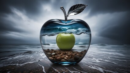 apple in glass
