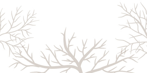 Autumn branches of trees front. Dry branches rustic plants silhouette abstract. Branch tree woods for decorative ornament, card and paper.