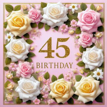 Elegant floral design for a 45th birthday celebration featuring pastel roses.