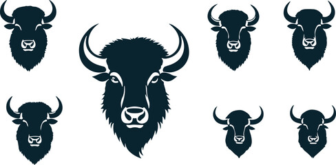 Decorative Bison Head Silhouette Art