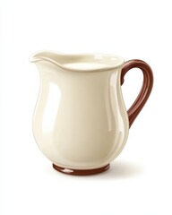 Creamer Jug Isolated on White Background. Dairy Ingredient for Liquid Drinks