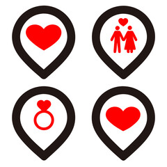 4 set of love pin vector icon vector illustration