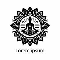 Obraz premium Yoga meditation Logo vector vintage icon.