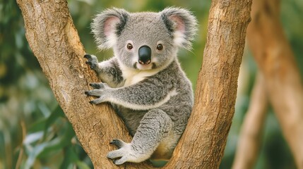 cute koala on tree branch  wildlife