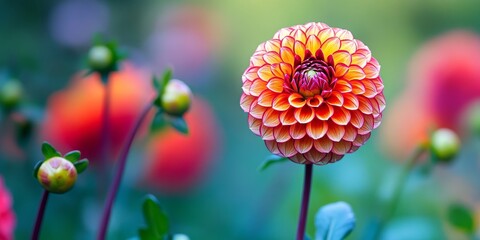 Beautiful Ball type Dahlia displaying the enchanting blooms of Dahlia Zundert Mystery Fox in full flower, showcasing the striking colors and intricate petals of this stunning Dahlia variety.