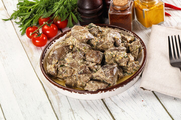 Roasted chicken liver with cream