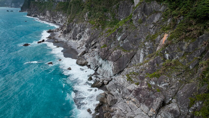 Stunning coastal view of rugged cliffs and turquoise waters in Hualien, Taiwan