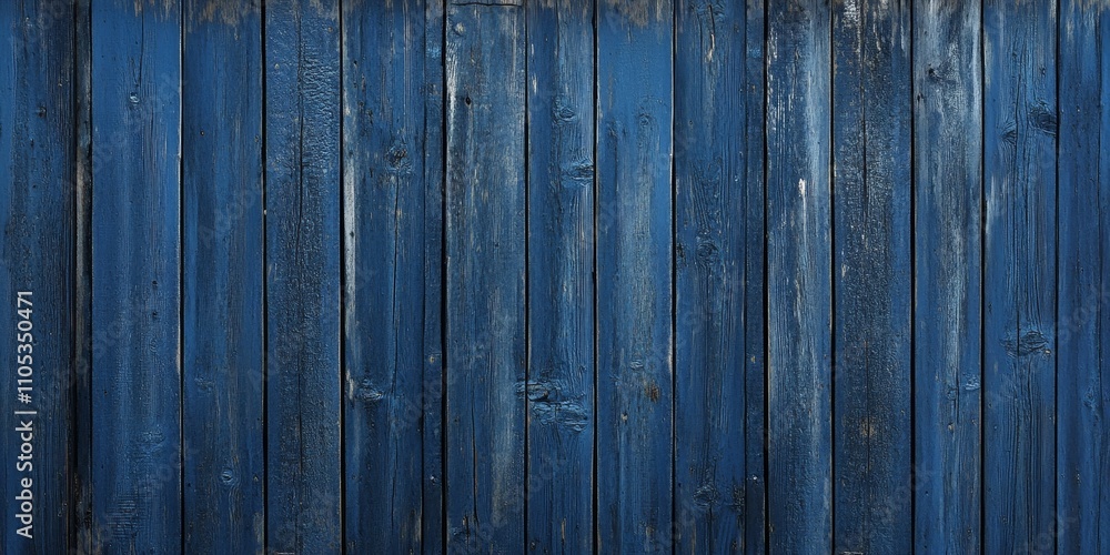 Poster Dark blue painted boards create a unique texture and background for an old house, highlighting the rustic charm and character of the weathered wooden surface. Perfect for texture and background needs.