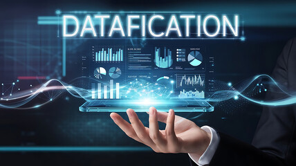 Obraz premium Datafication: The Future of Digital Insights, advanced business analytics, big data innovation, AI-driven insights.