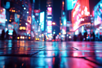 Obraz premium Blurred city lights at night, captured in the style of bokeh bokeh effect with a shallow depth of field. Concept photography.