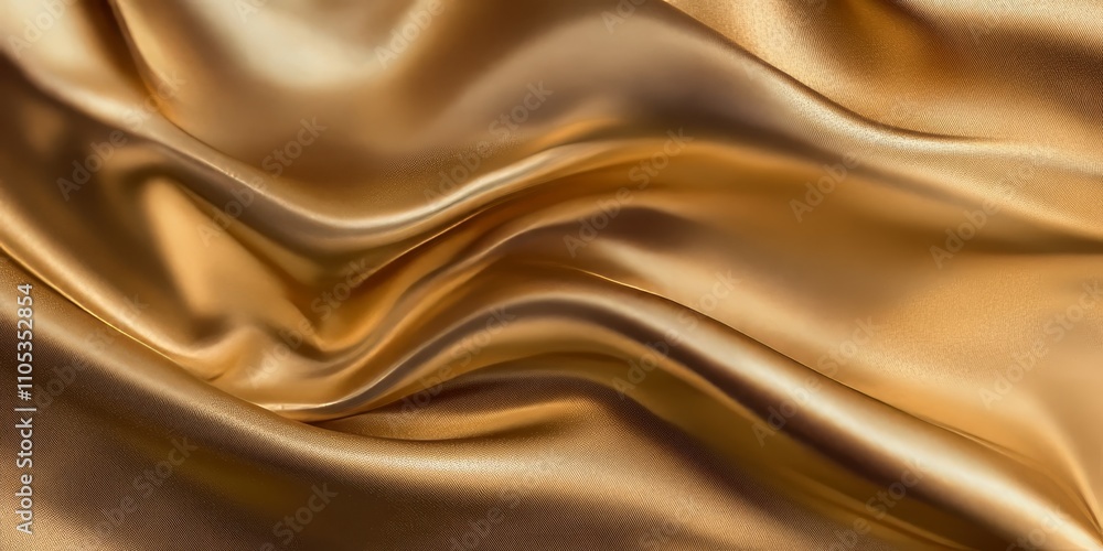 Poster Luxurious gold fabric showcases a stunning silk texture, creating an elegant golden abstract background that enhances the appeal of any design project featuring gold fabric.
